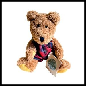 The Boyds Collection LTD Burl Bear Plush Red‎ Plaid Overalls Collectable